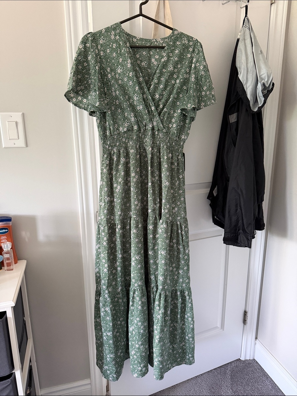 Green Floral Wrap Maxi Dress